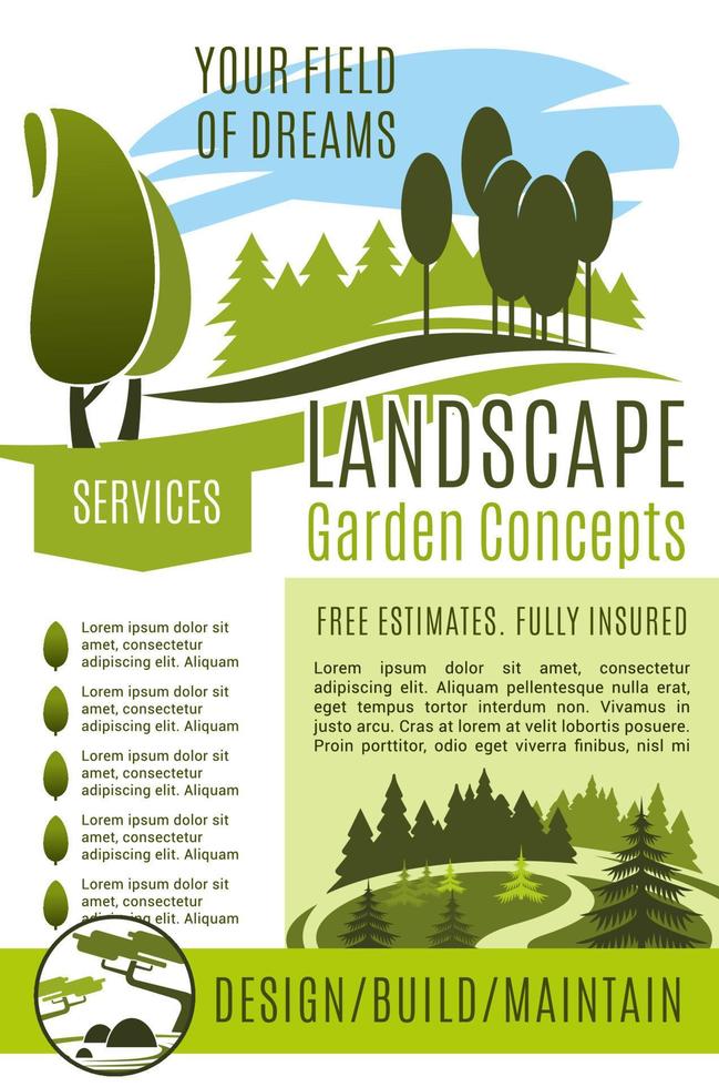 affiche de vecteur entreprise de conception de paysage de jardinage