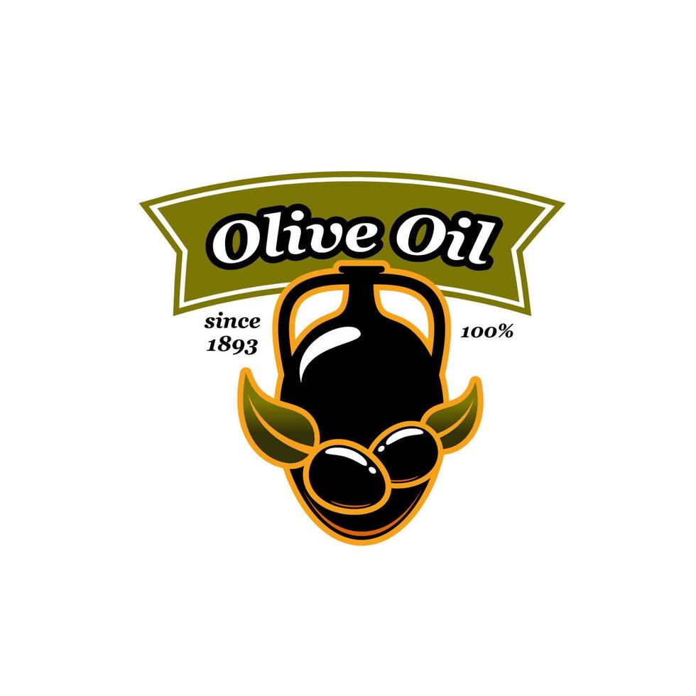 pot d'huile d'olive de vecteur et icône d'olives