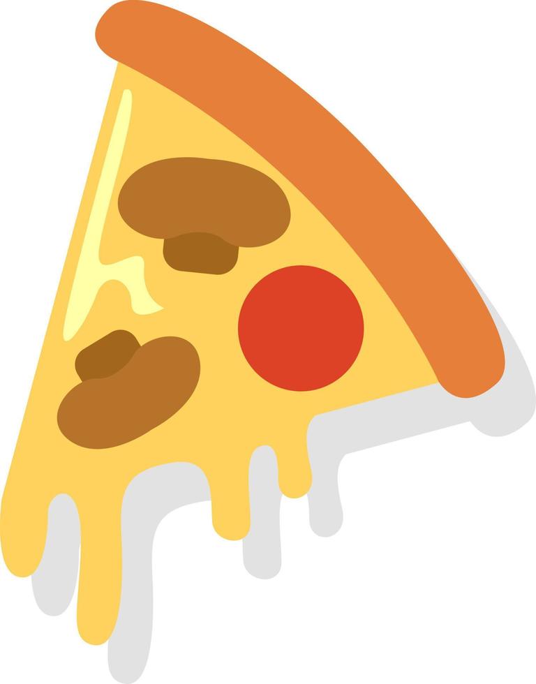 tranche de pizza au fromage et aux champignons, illustration, vecteur sur fond blanc