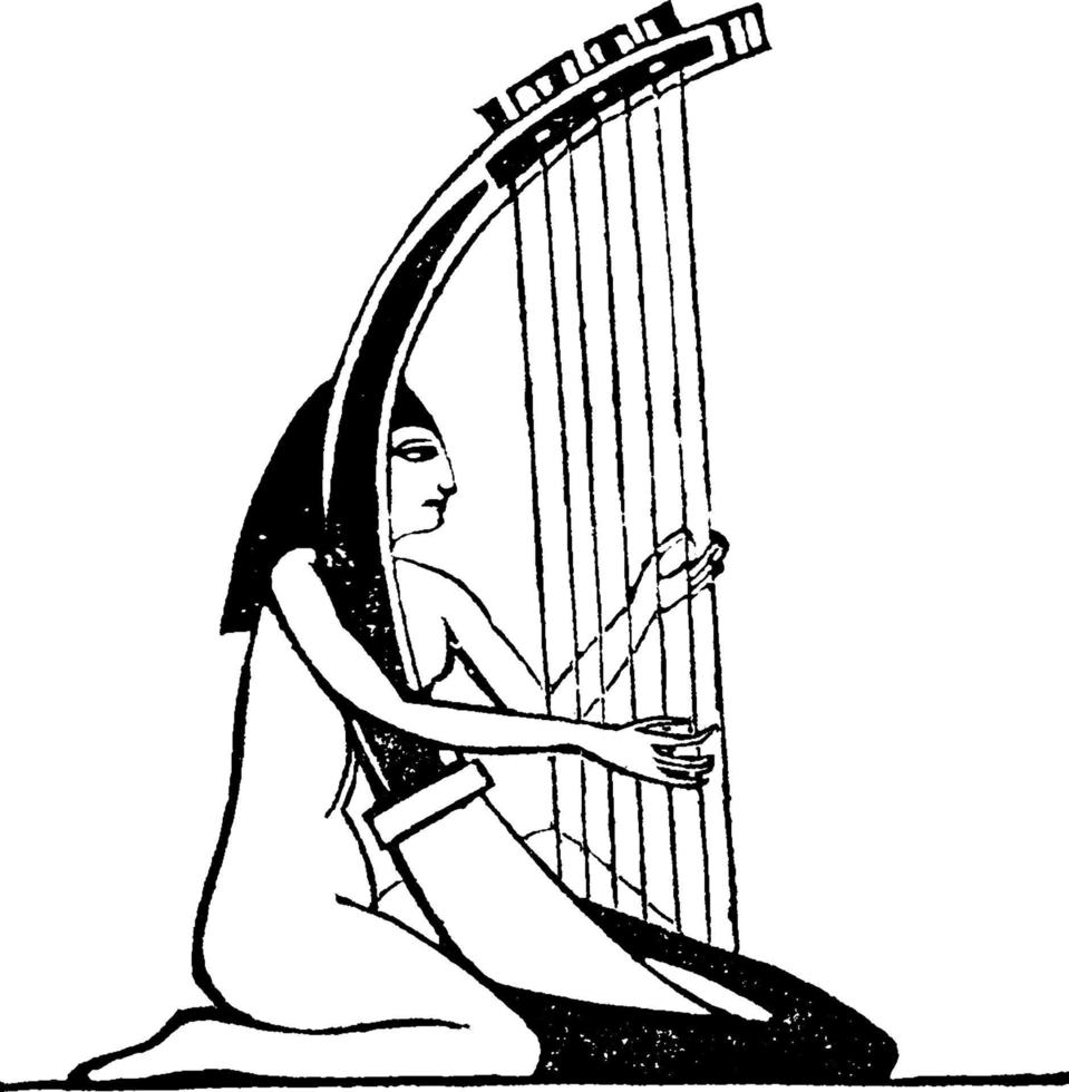 harpe égyptienne, illustration vintage vecteur
