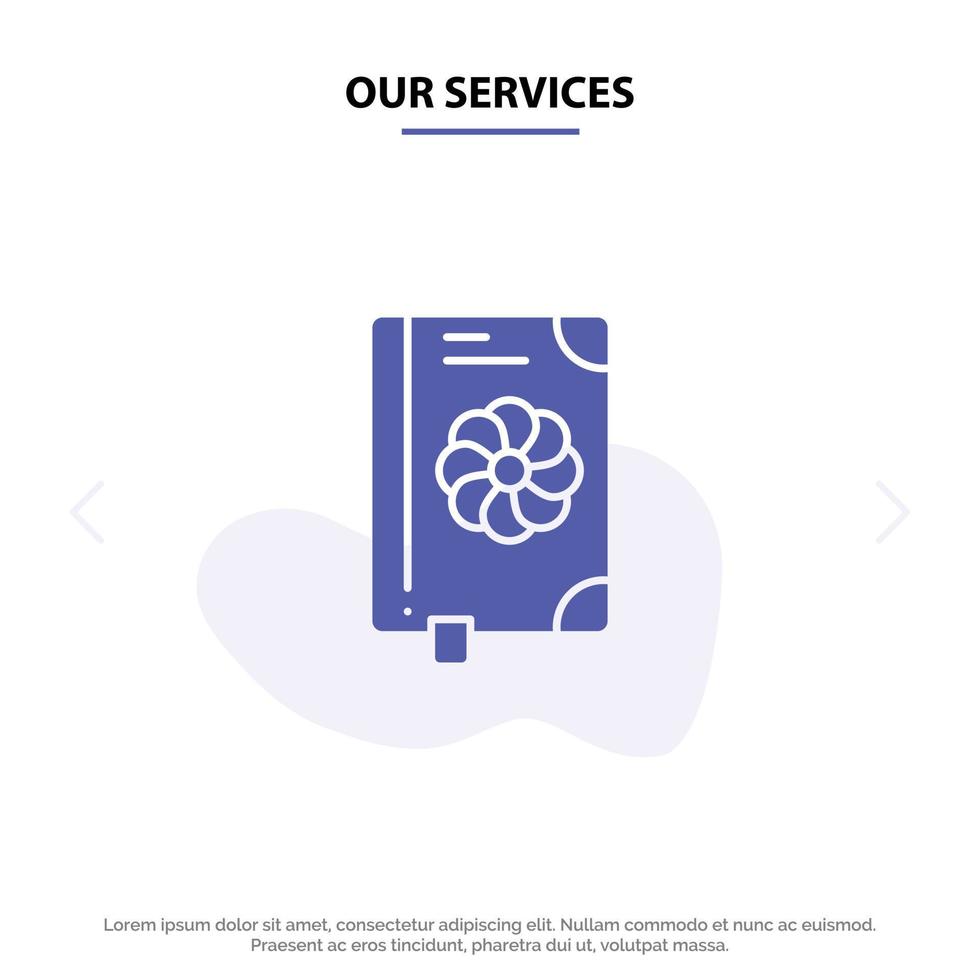 nos services livre fleur texte printemps solide glyphe icône modèle de carte web vecteur