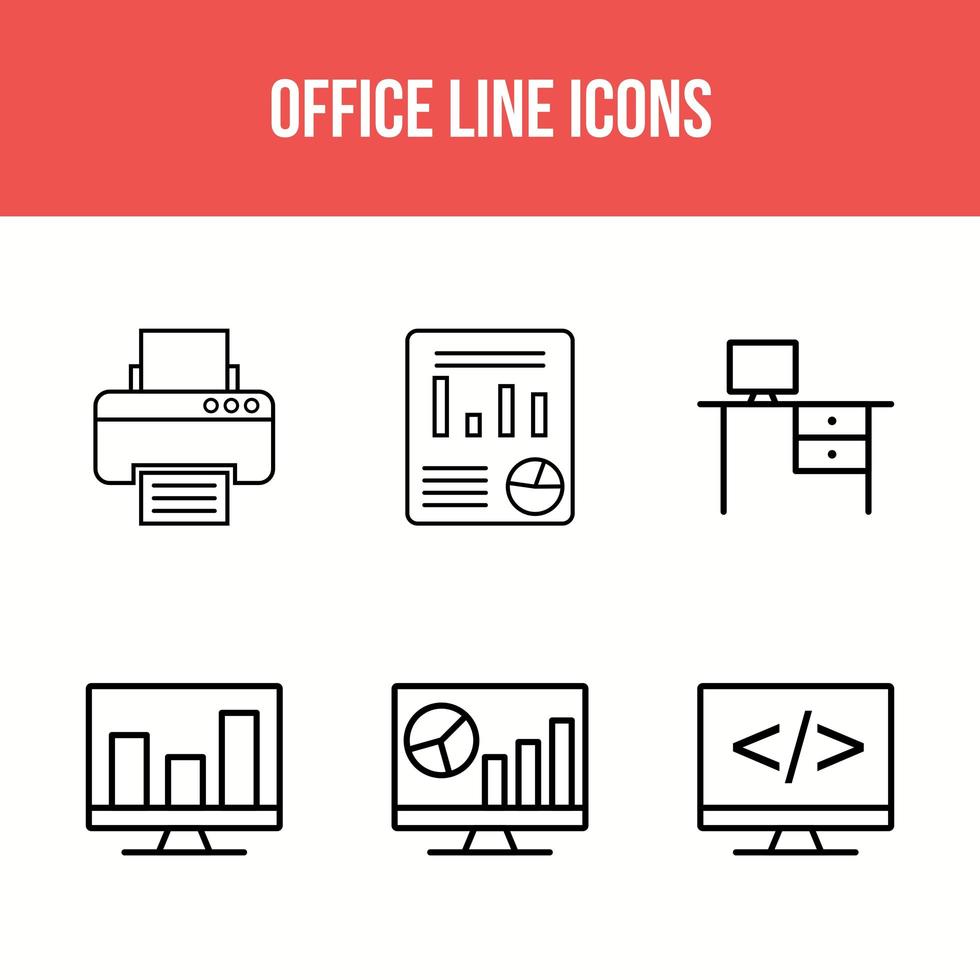 icônes de ligne de bureau vecteur