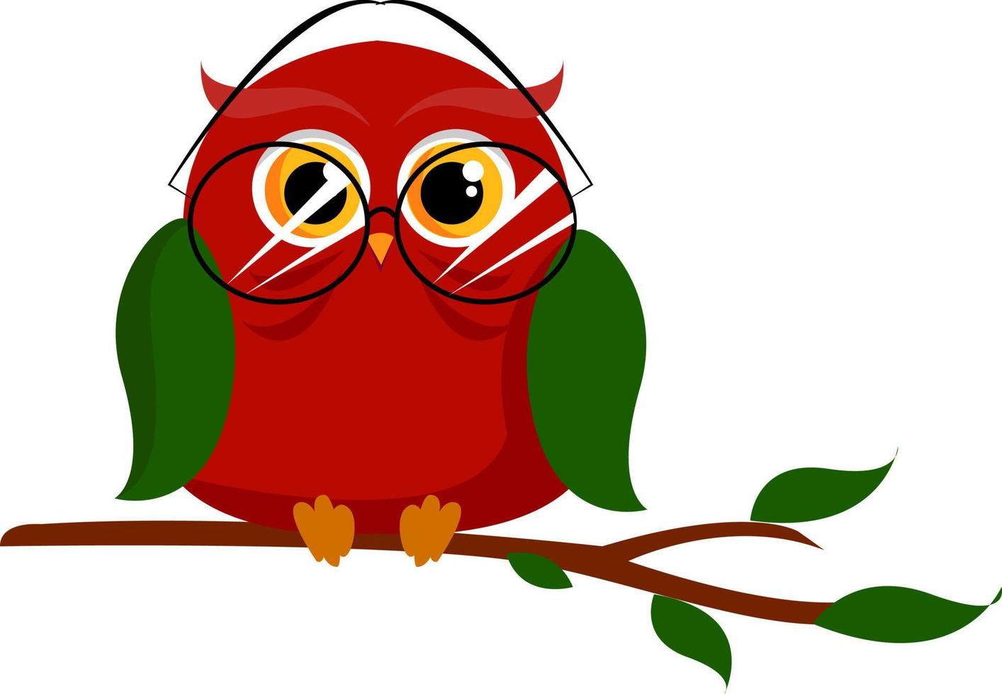 hibou rouge, illustration, vecteur sur fond blanc.