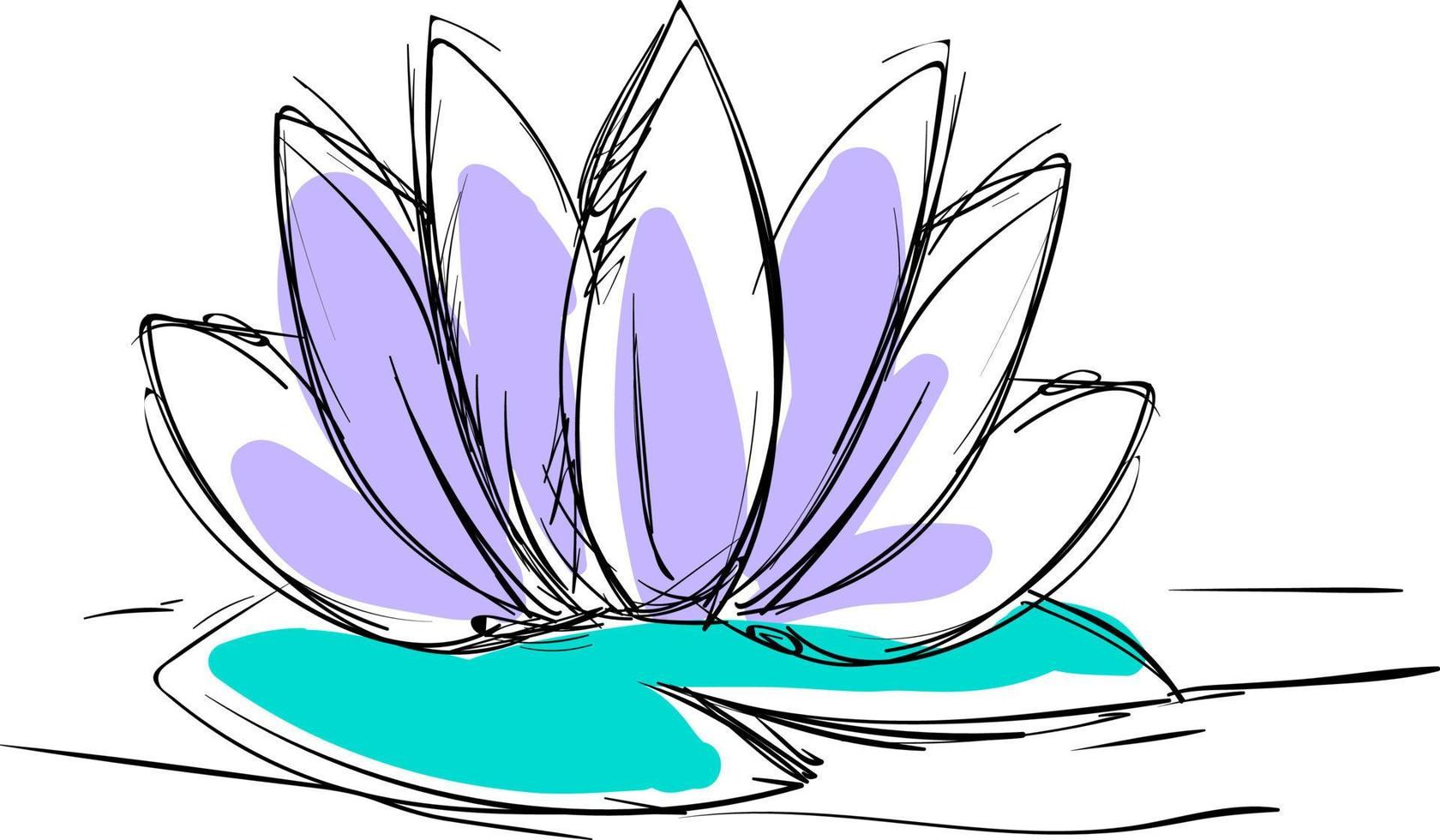 dessin de fleur de lotus, illustration, vecteur sur fond blanc.