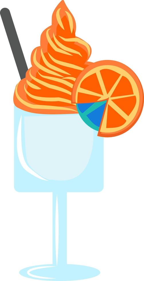 crème glacée et orange, illustration, vecteur sur fond blanc.