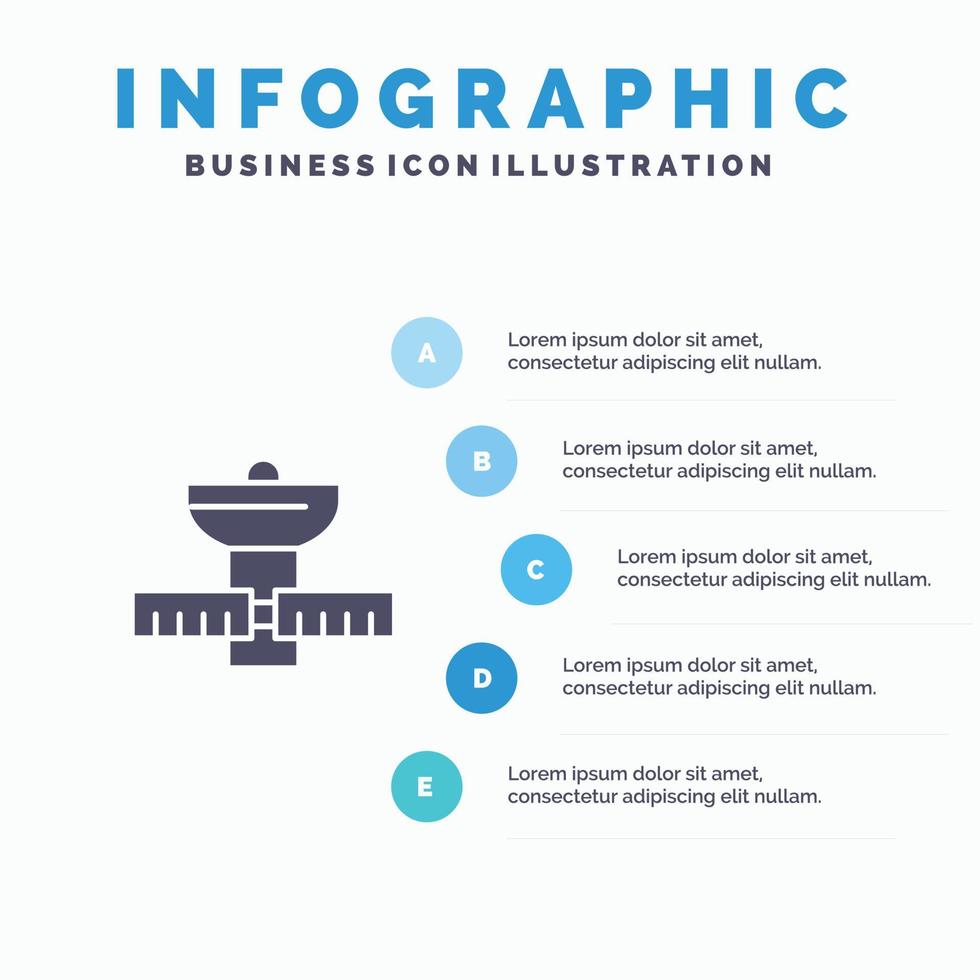 gps espace satellite satellite espace solide icône infographie 5 étapes présentation arrière-plan vecteur