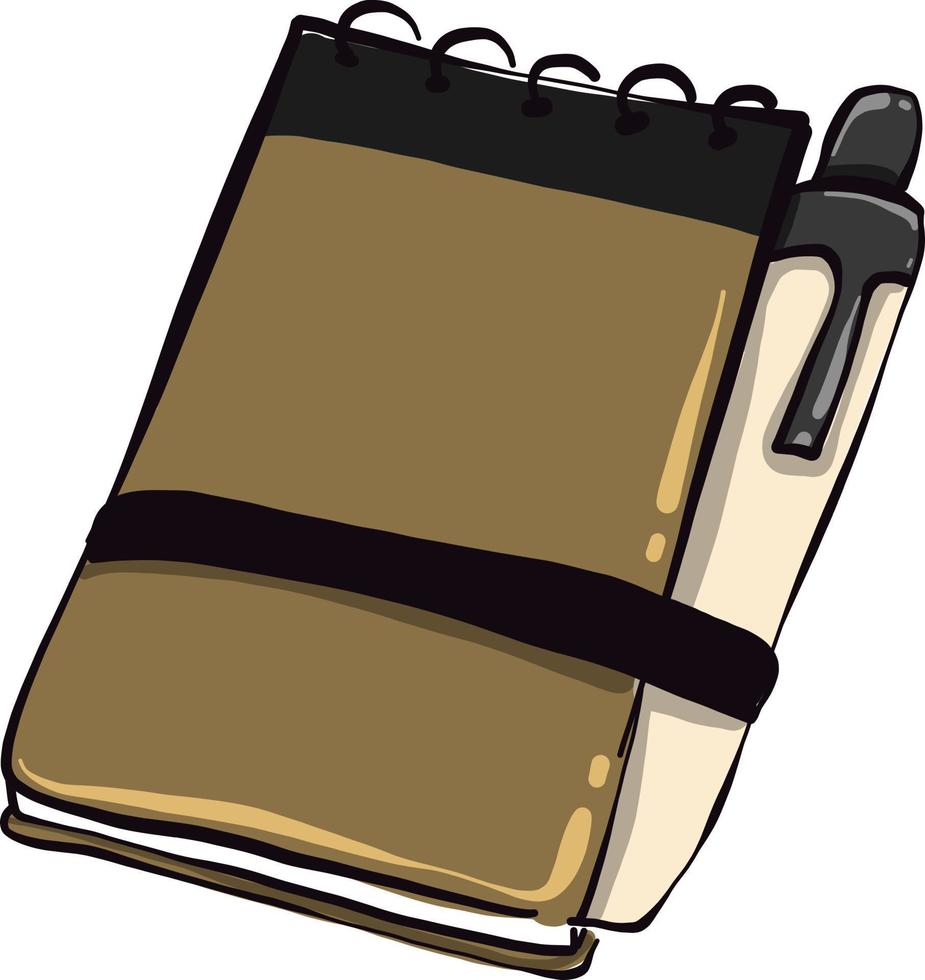 ordinateur portable avec stylo, illustration, vecteur sur fond blanc.