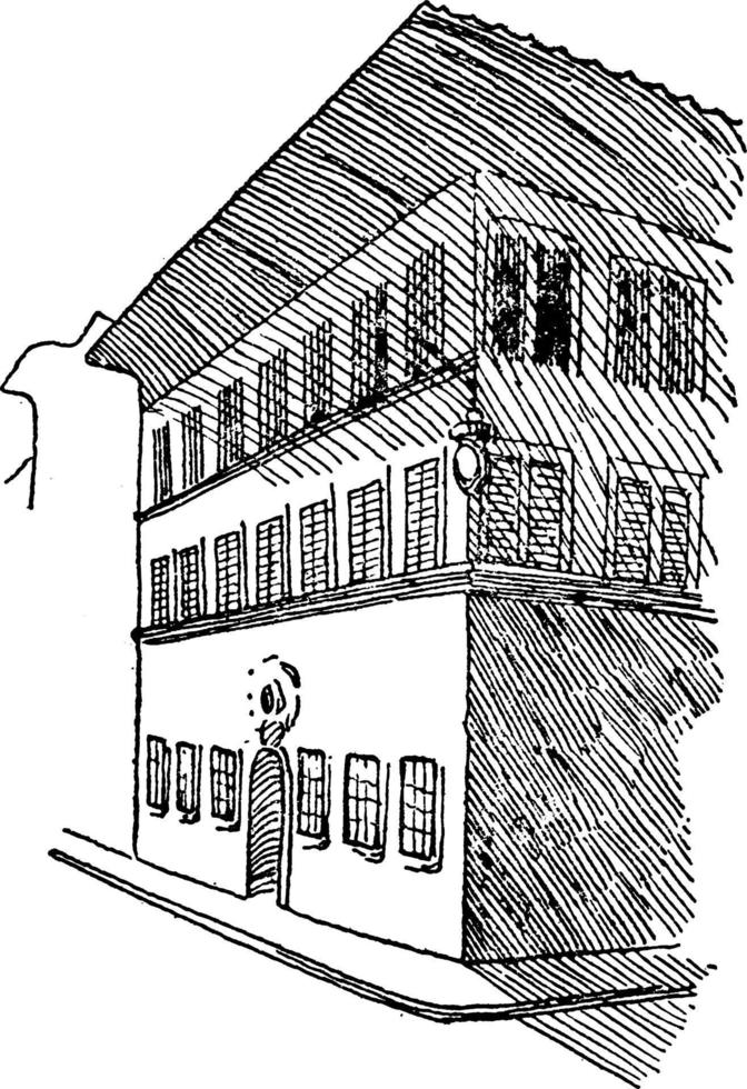 la maison de michelangelo, illustration vintage vecteur