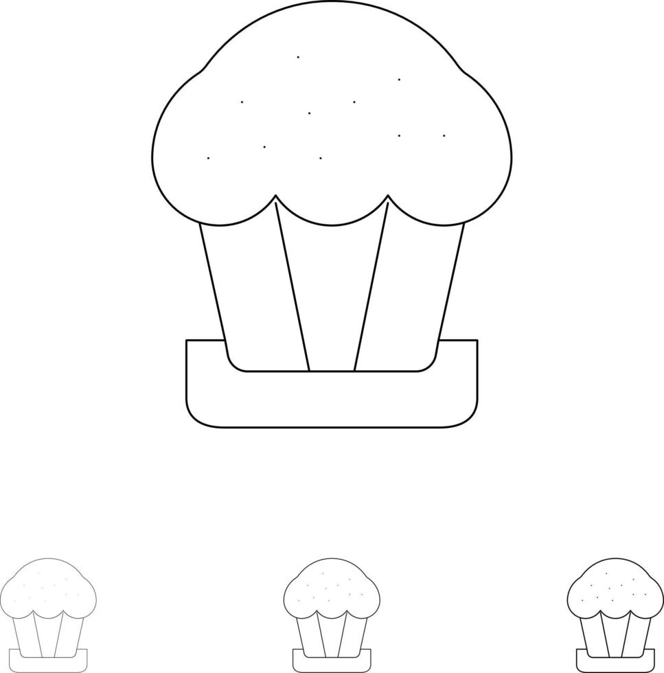gâteau tasse nourriture pâques gras et mince ligne noire jeu d'icônes vecteur