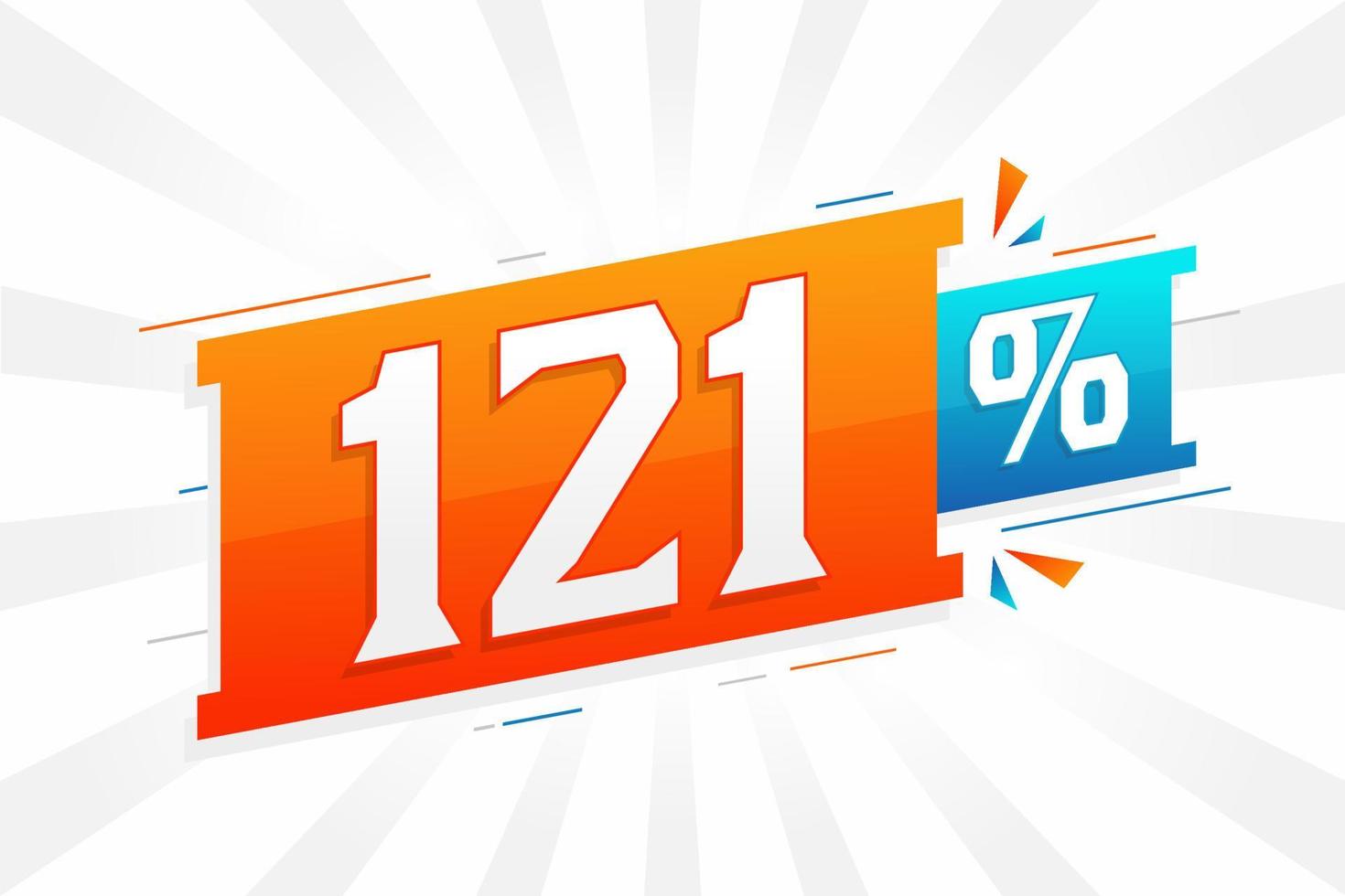 121 promotion de bannières marketing à prix réduits. Conception promotionnelle de 121 % des ventes. vecteur