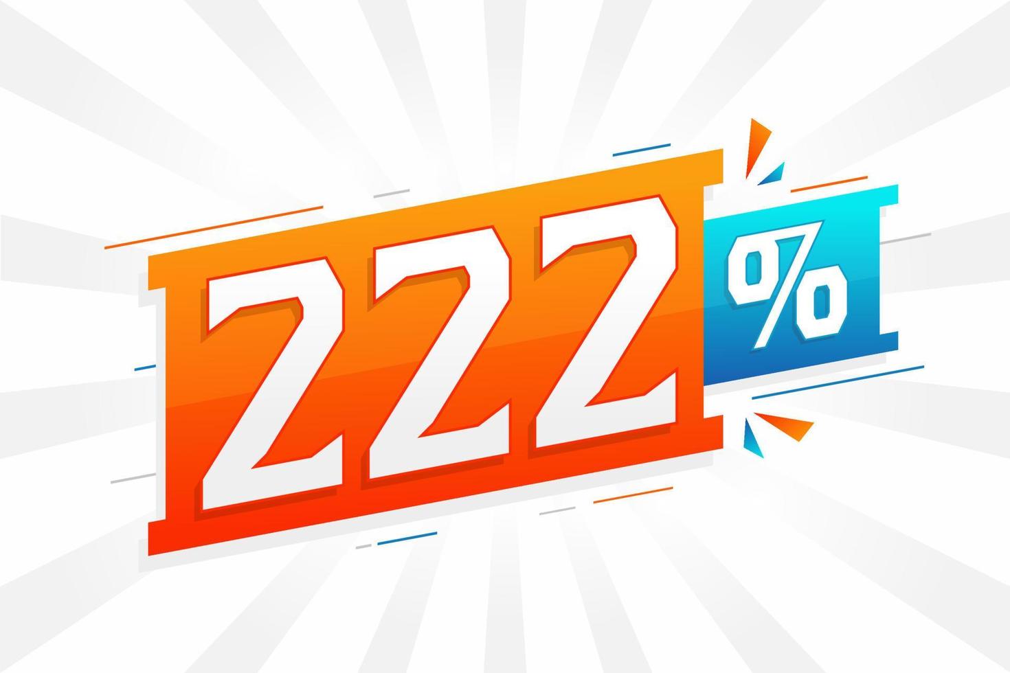 222 promotion de bannières marketing à prix réduits. Conception promotionnelle de 222 % des ventes. vecteur