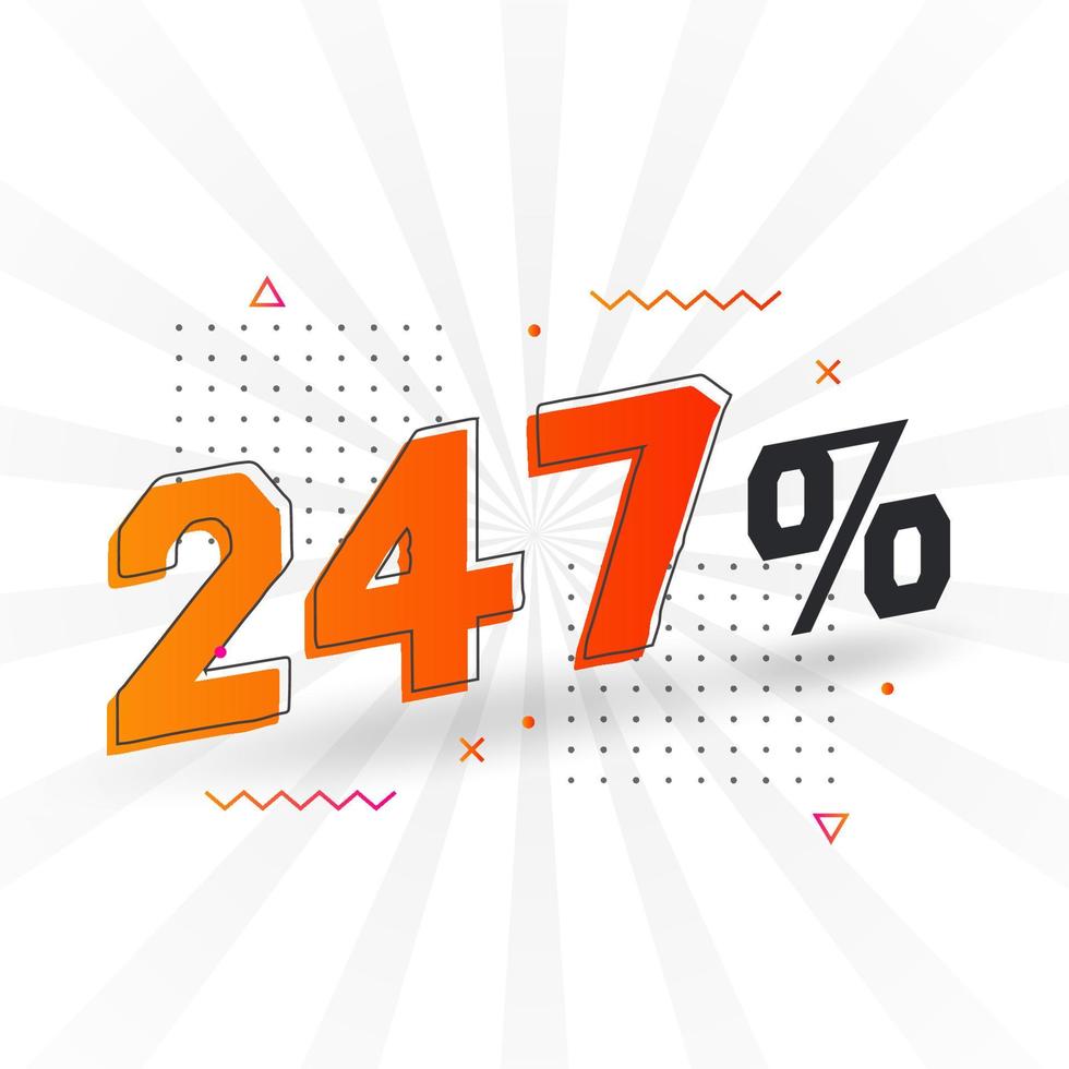 247 promotion de bannière de marketing à prix réduit. Conception promotionnelle de 247 % des ventes. vecteur