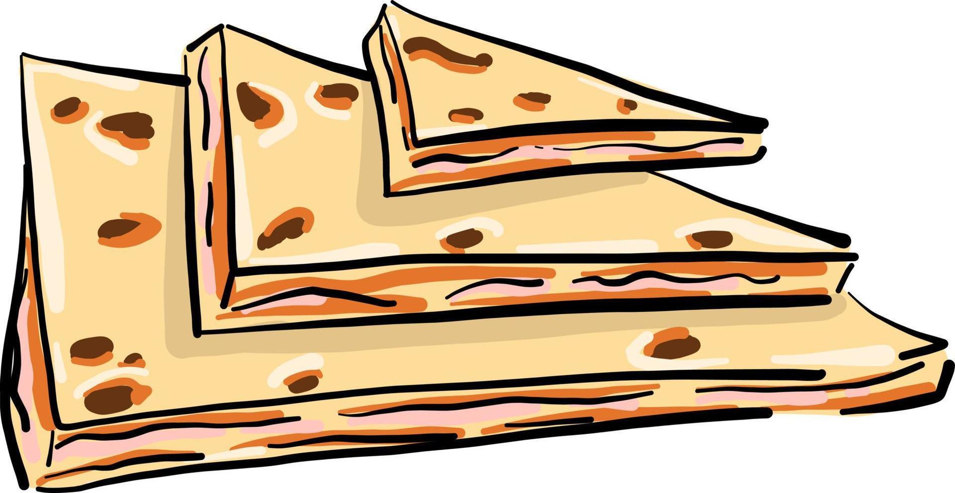 Gâteaux au fromage jambon, illustration, vecteur sur fond blanc