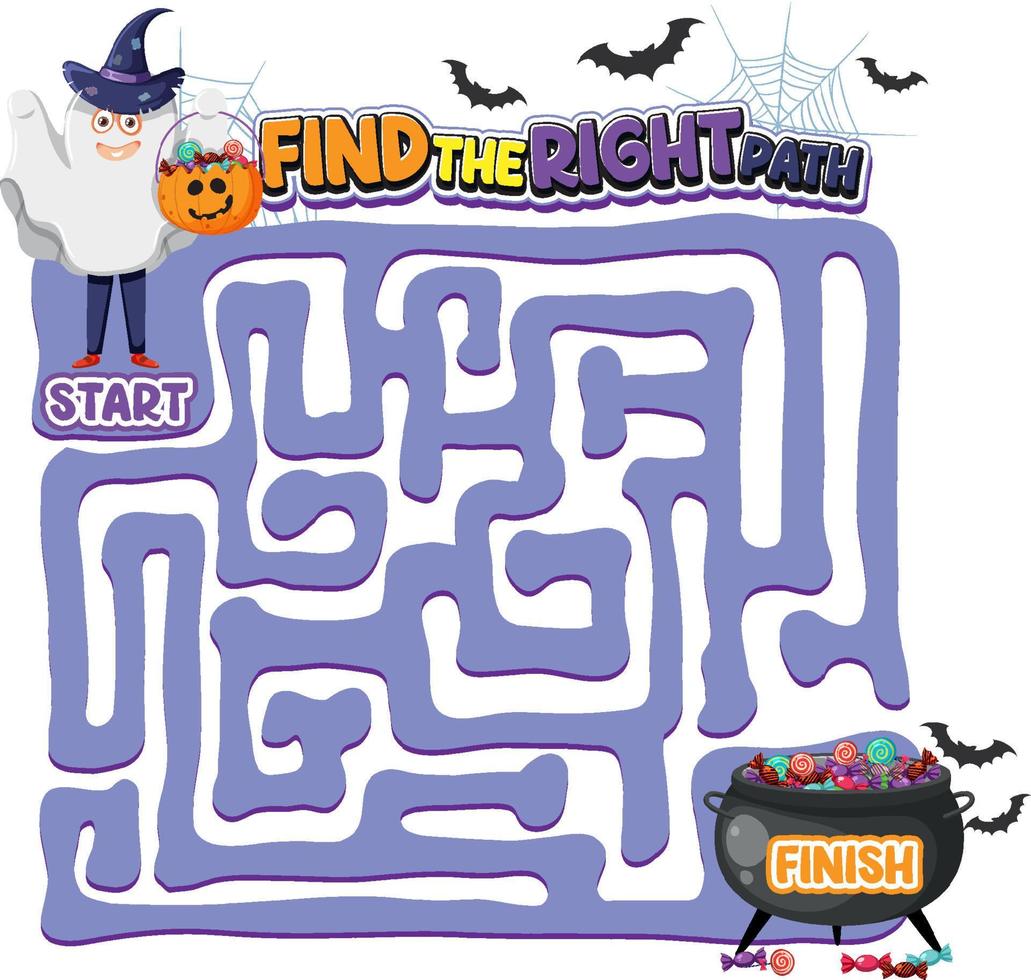 modèle de jeu de labyrinthe sur le thème d'halloween pour les enfants vecteur