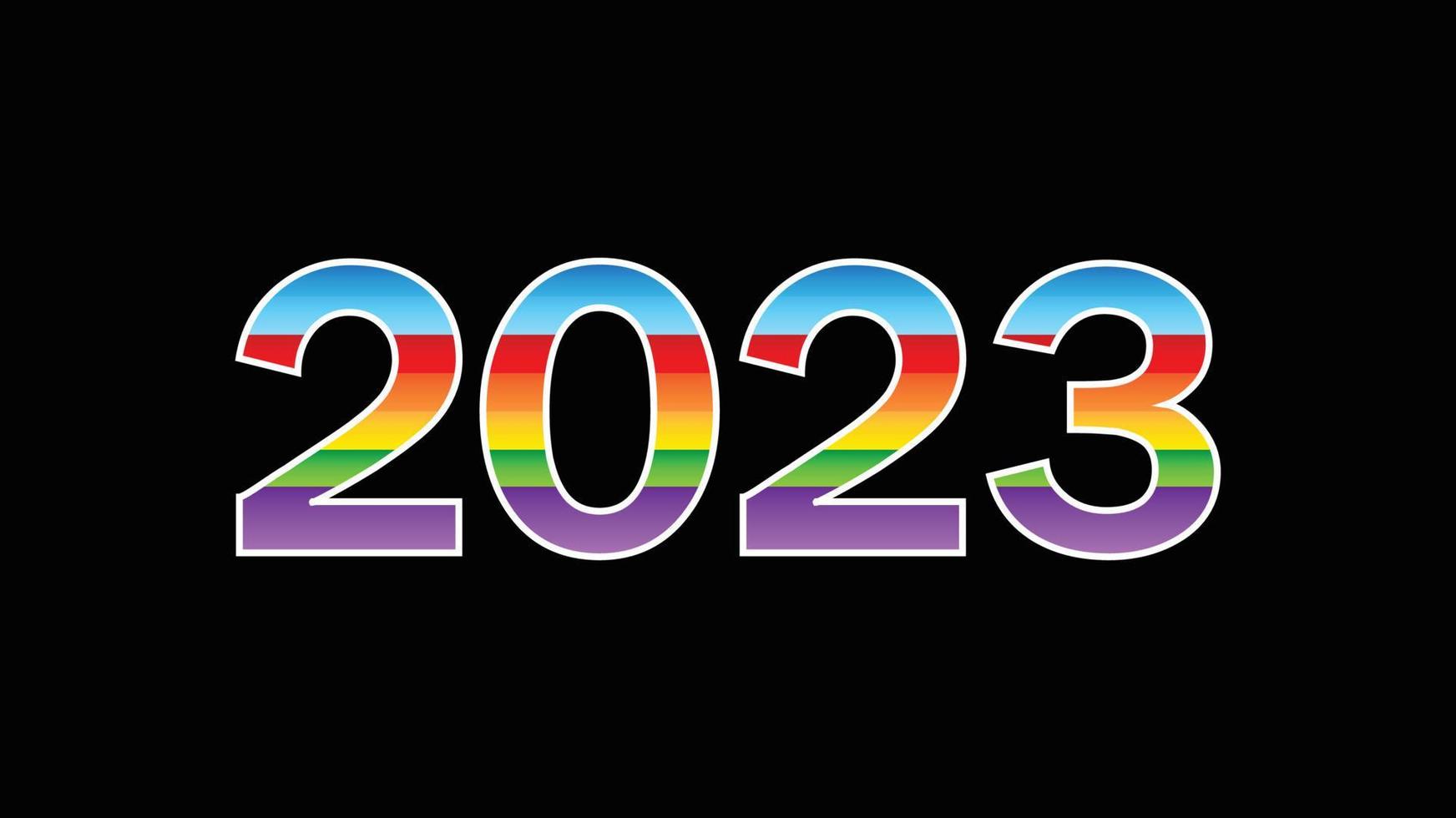 bonne année 2023 sur fond noir vecteur