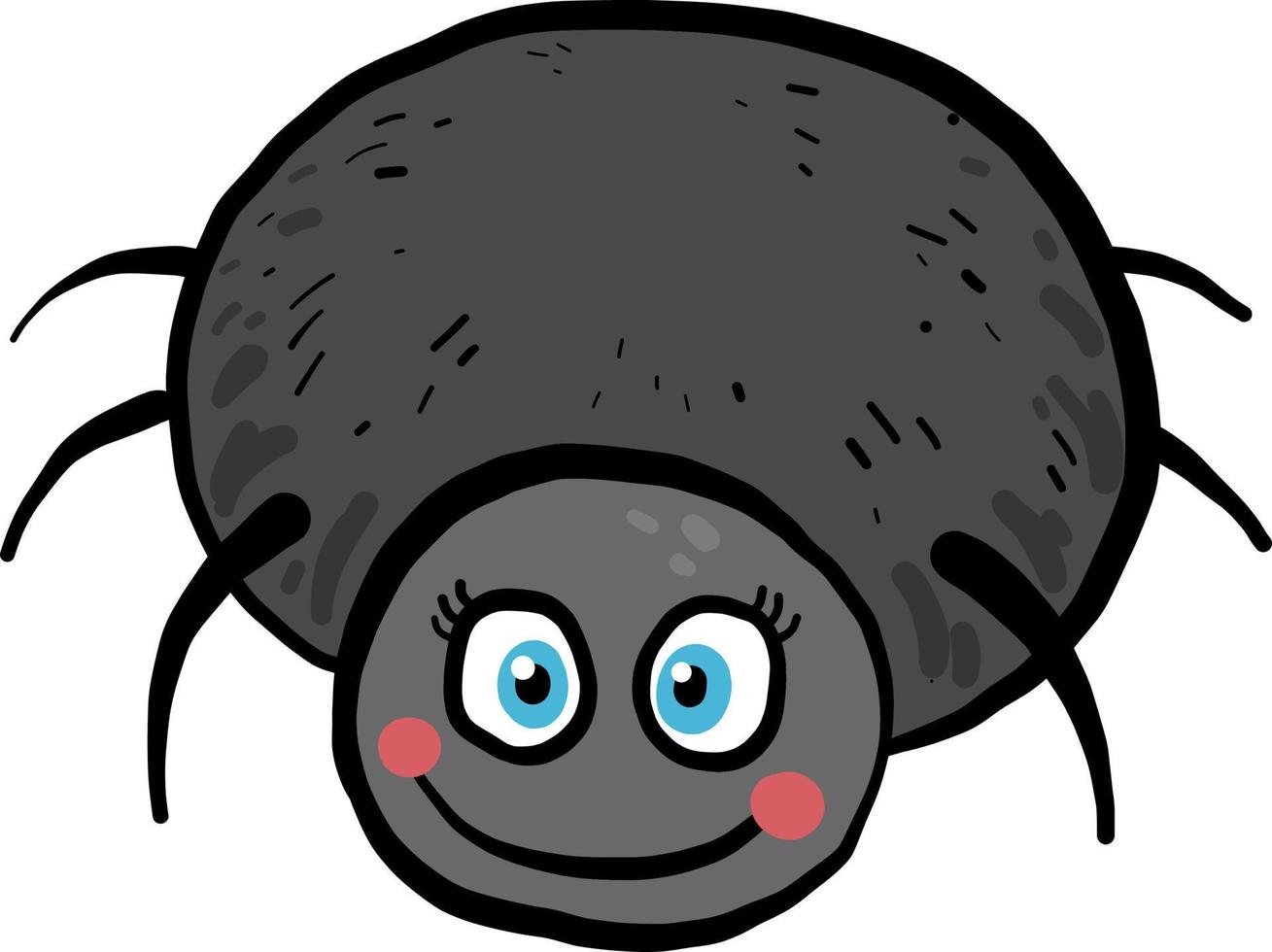 Araignée noire souriante, illustration, vecteur sur fond blanc.