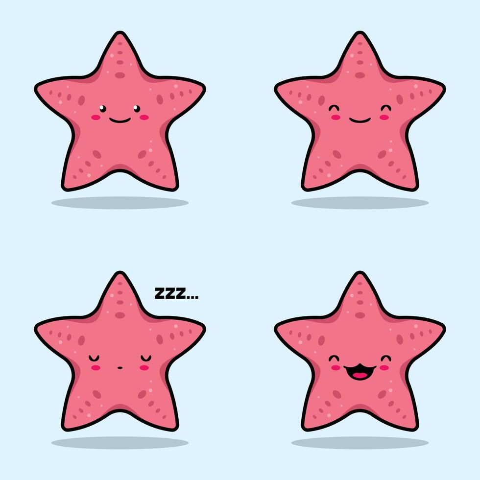 illustration vectorielle d'emoji étoile de mer kawaii vecteur