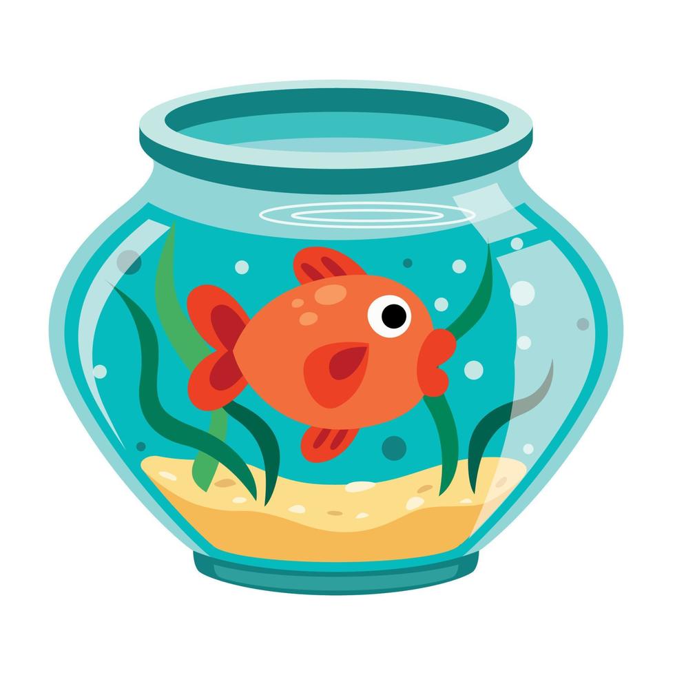 poisson de dessin animé dans un aquarium vecteur