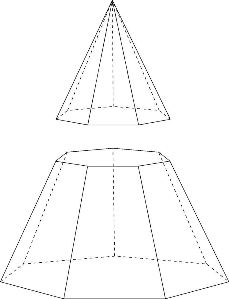 pyramide heptagonale, illustration vintage. vecteur