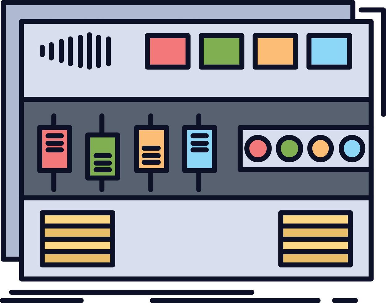 module de mastering audio montage en rack son plat couleur icône vecteur