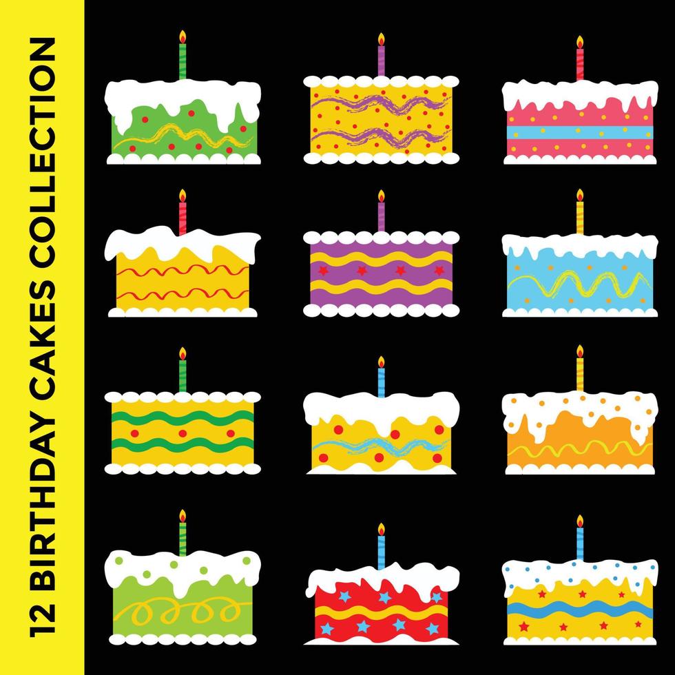 illustration d'élément de décoration de gâteau d'anniversaire vecteur