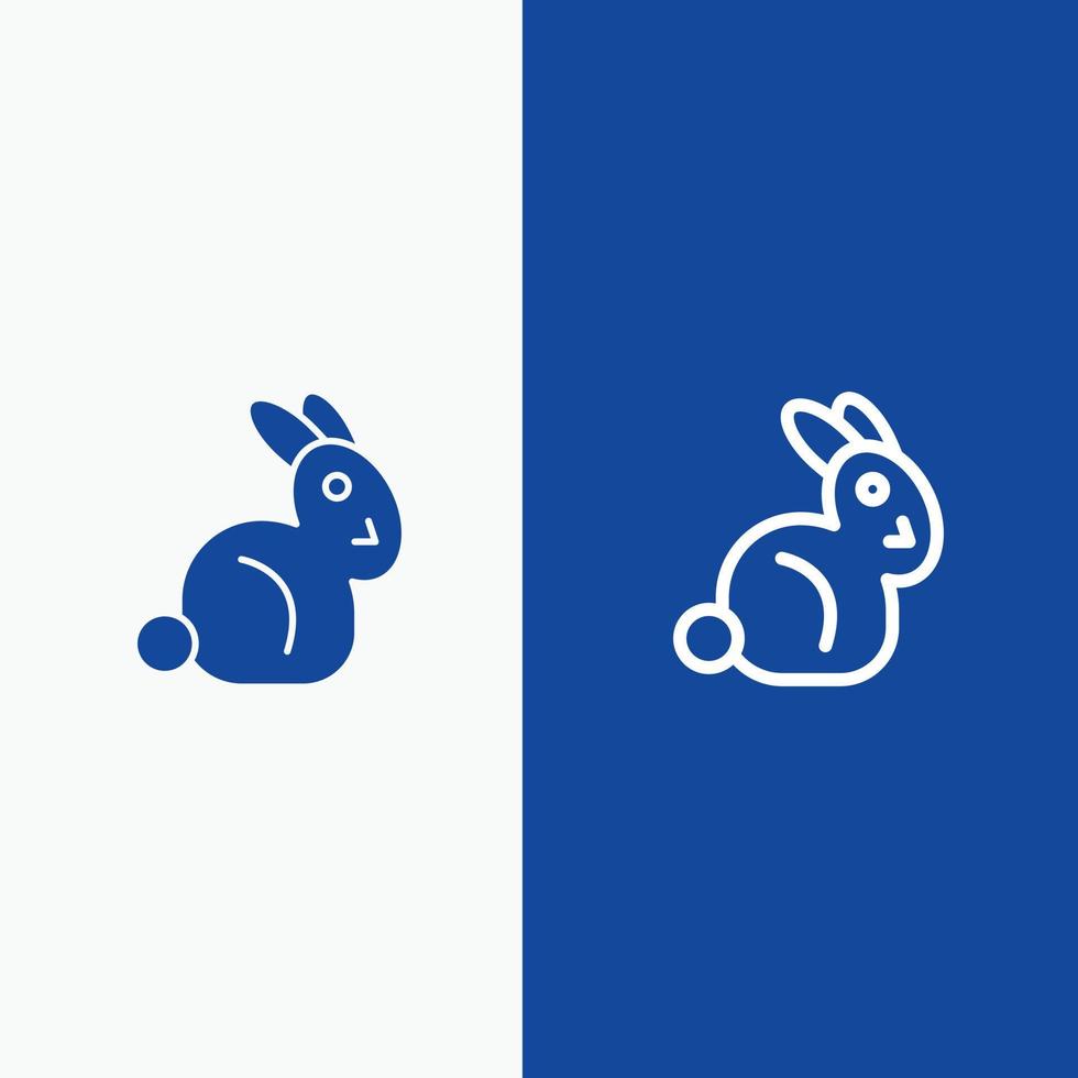 lapin de pâques lapin ligne et glyphe icône solide bannière bleue ligne et glyphe icône solide bannière bleue vecteur