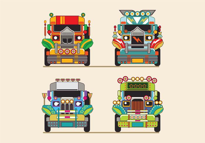 Philippine Jeep Vector Illustration ou Jeepney Front View