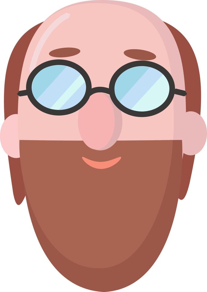 homme avec barbe et lunettes, illustration, vecteur sur fond blanc