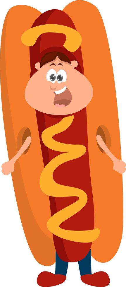 costume de hot-dog, illustration, vecteur sur fond blanc.