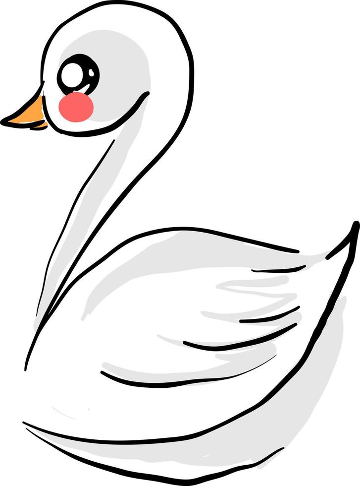 Cygne mignon, illustration, vecteur sur fond blanc.