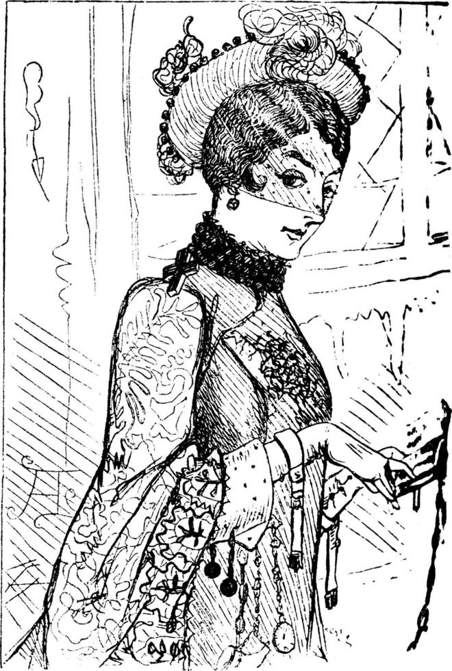 femme tenant un livre, illustration vintage vecteur