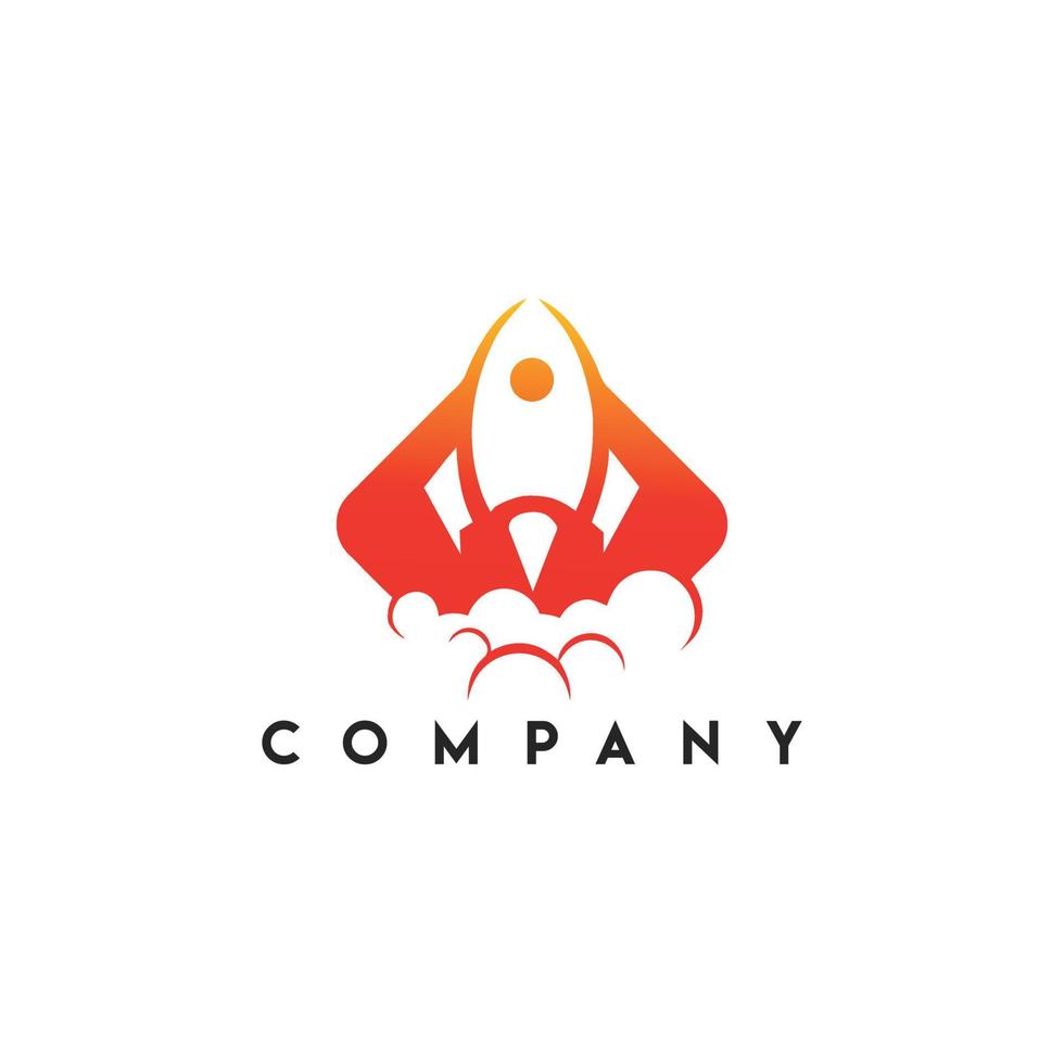 logo de lancement de fusée, démarrage, lancement d'un nouveau logo de concept d'entreprise vecteur
