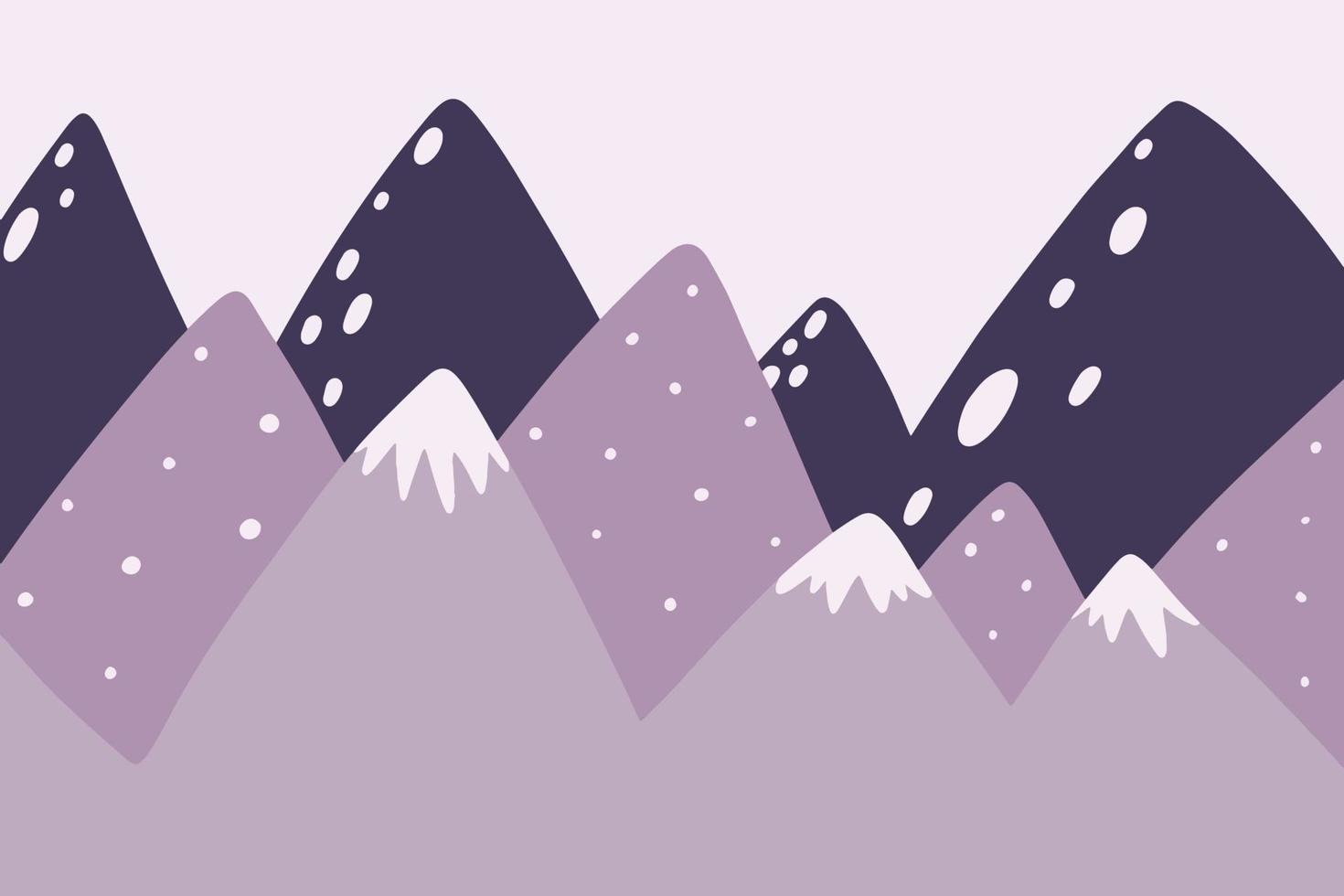 illustration de montagne dessinée enfantine de vecteur dans un style scandinave. paysage de montagne. papier peint pour enfants. paysage de montagne, conception de chambre d'enfant, décoration murale.