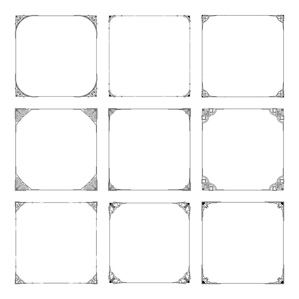 ensemble de bordure carrée classique vecteur