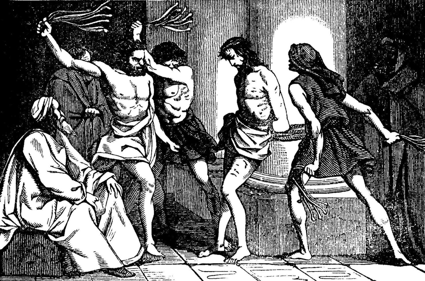 flagellation de l'illustration vintage de jésus. vecteur