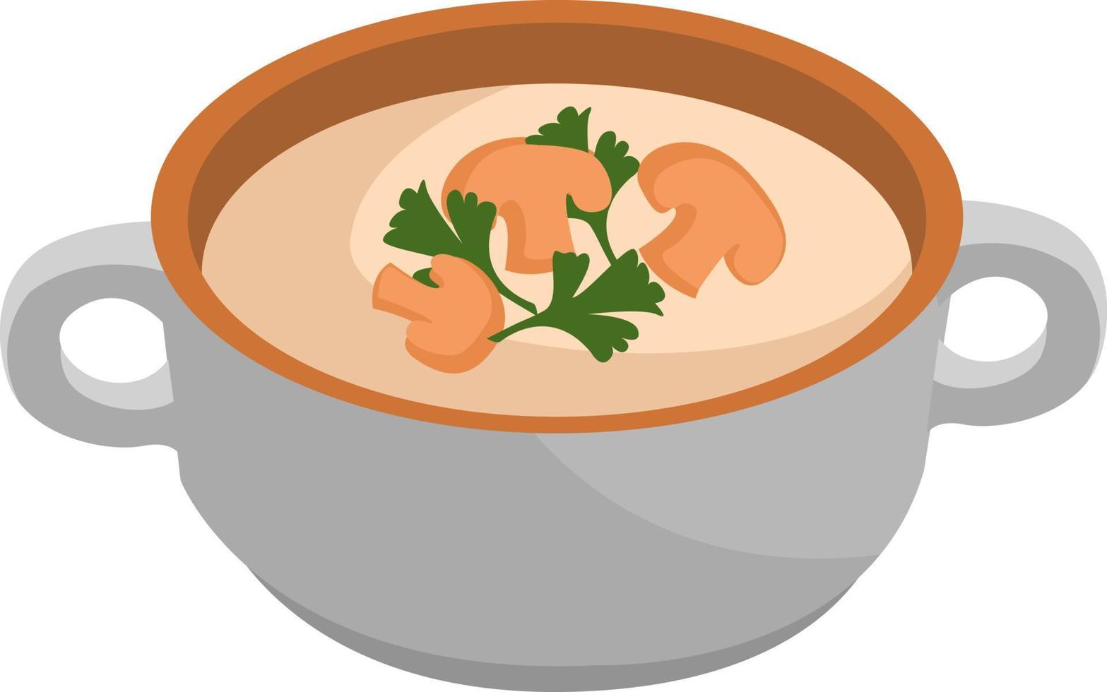 Soupe aux champignons, illustration, vecteur sur fond blanc