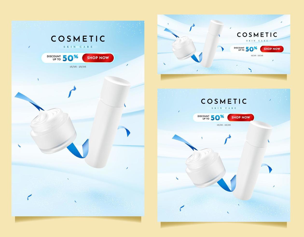 produits cosmétiques pour les soins de la peau modèle de bannière de publication sur les médias sociaux vecteur