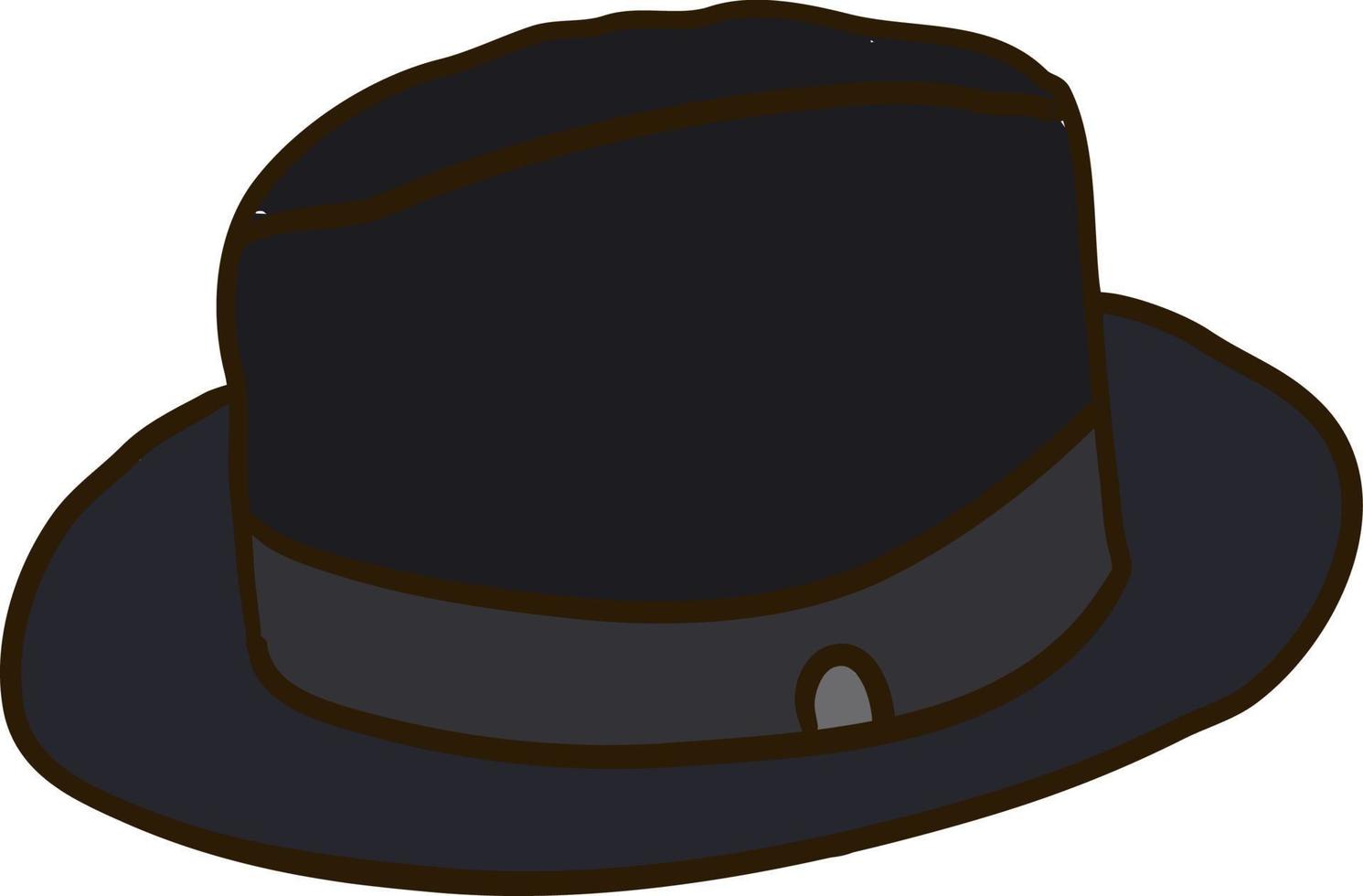 chapeau plat noir, illustration, vecteur sur fond blanc.