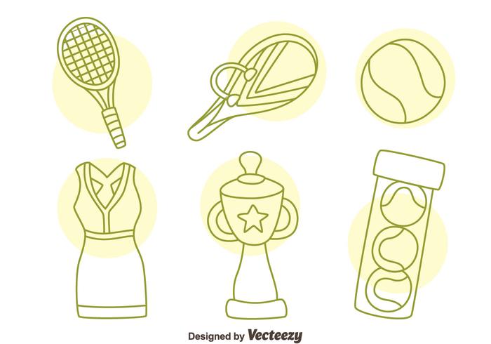 Vecteur d'icônes de tennis dessiné à la main