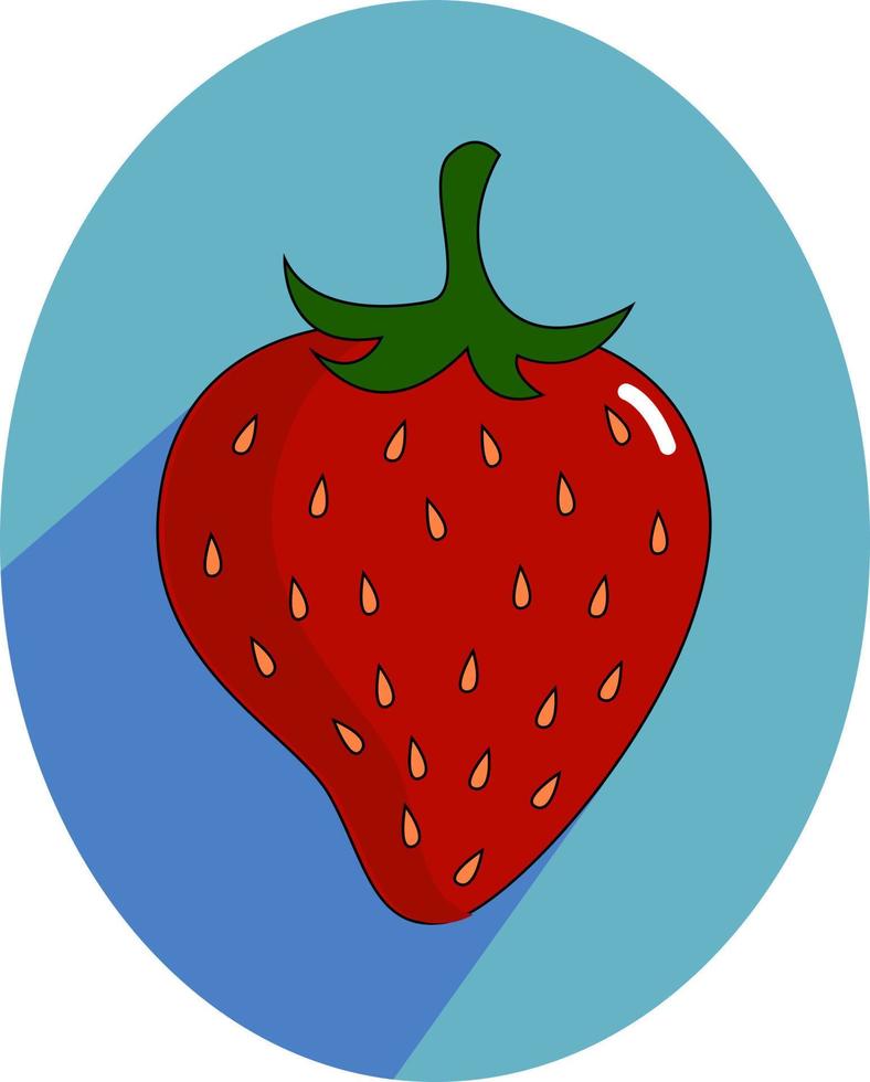 Fraise sur plaque bleue, illustration, vecteur sur fond blanc