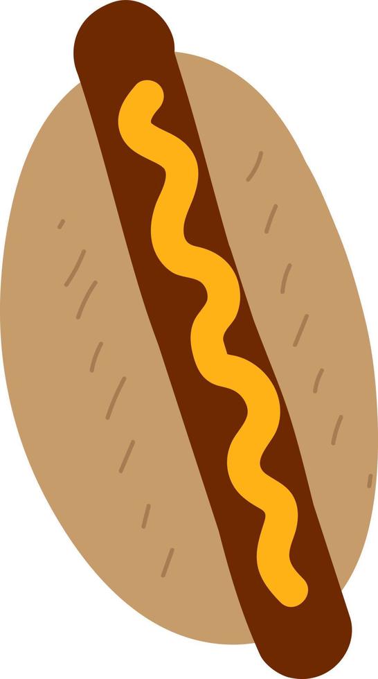 hot-dog plat, illustration, vecteur sur fond blanc.