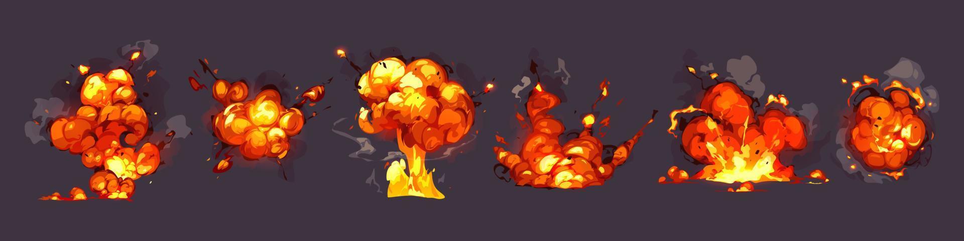 explosion de dynamite ou de bombe de dessin animé, ensemble de flèche de feu vecteur