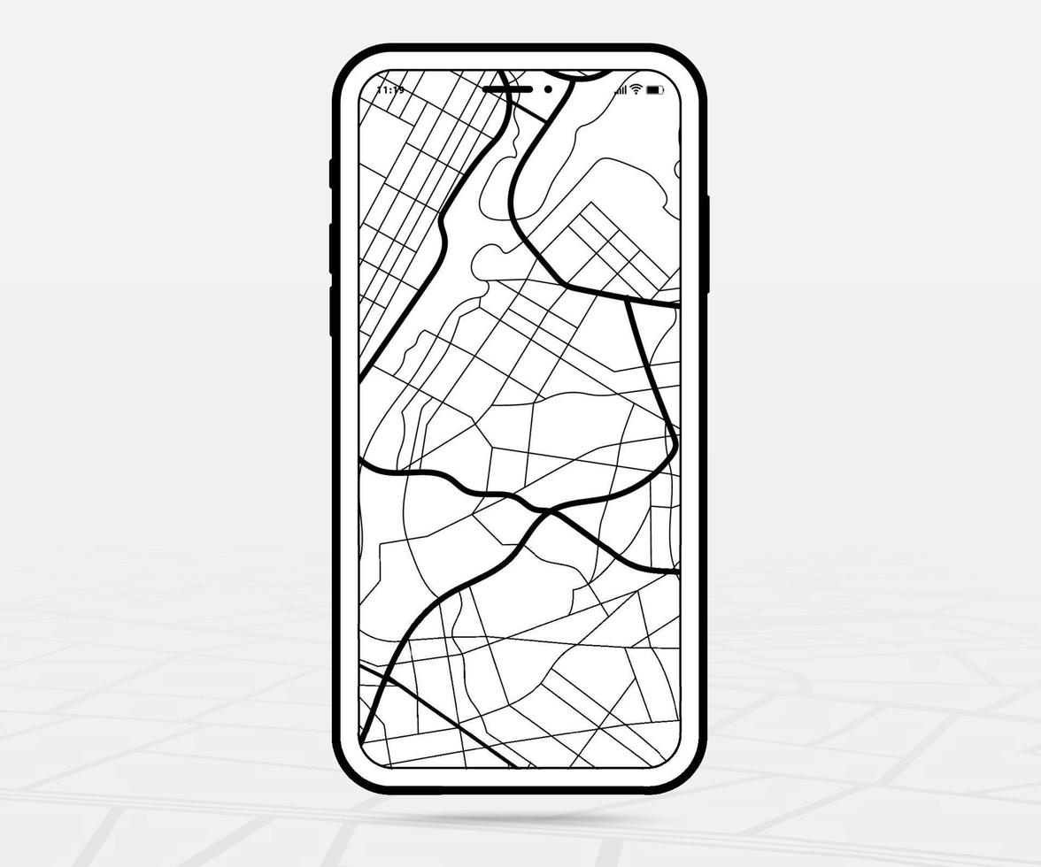 carte gps navigation ux contour de l'interface utilisateur, application de carte pour smartphone et localisation de la destination à l'écran, cartes de recherche d'application naviguer, carte de la technologie, cartes de navigation de la ville, icône de la carte, suivi, emplacement, image vectorielle vecteur