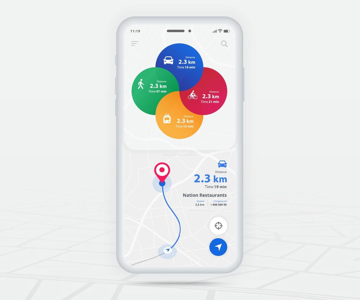 carte application de navigation gps ux concept d'interface utilisateur, application de carte mobile, navigation sur carte de recherche d'application pour smartphone, carte technologique, cartes de navigation de la ville, rue de la ville, suivi gps, traqueur de localisation, image vectorielle vecteur