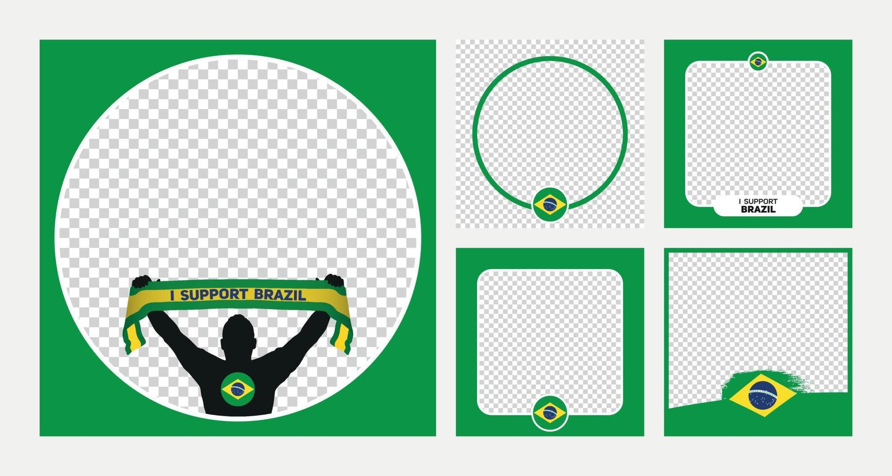 je soutiens les bannières de cadre photo de profil de championnat du monde de football du brésil pour les médias sociaux vecteur