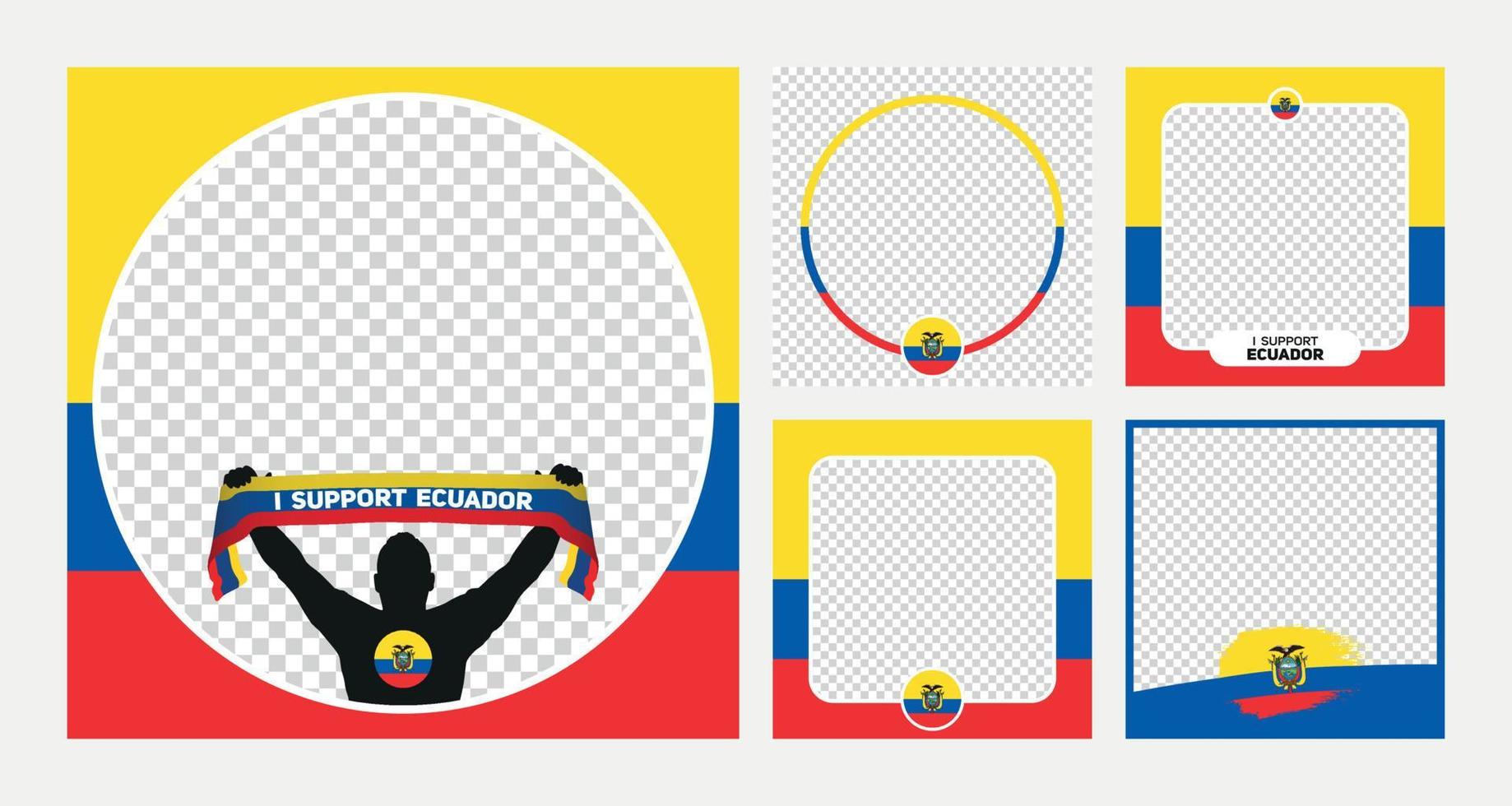 je soutiens les bannières de cadre photo de profil de championnat du monde de football de l'équateur pour les médias sociaux vecteur