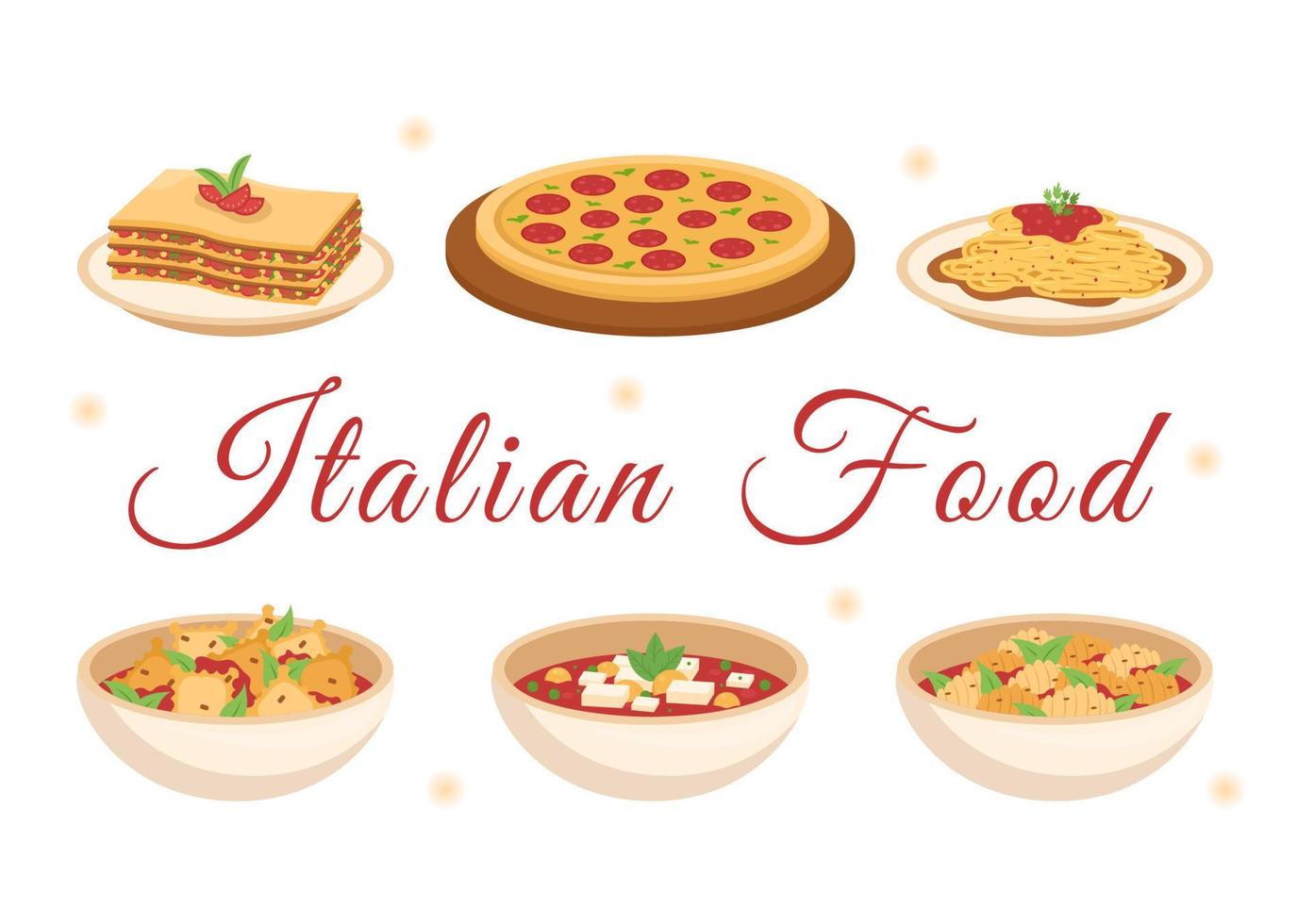 restaurant de cuisine italienne ou cafétéria avec chef faisant des plats italiens traditionnels pizza ou pâtes en illustration de modèle de dessin animé dessiné à la main vecteur