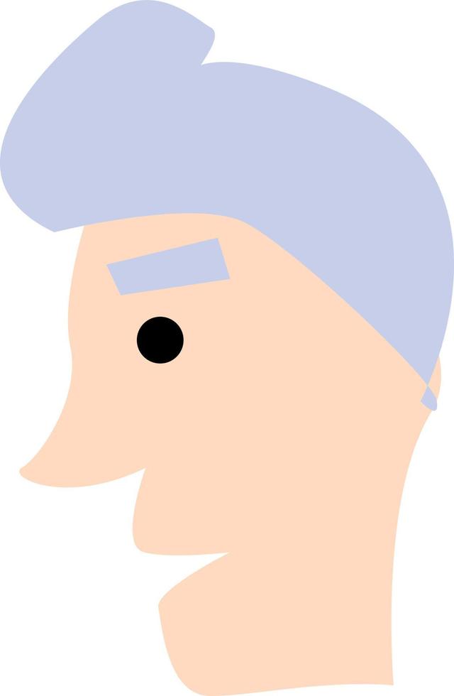 homme aux cheveux violets et aux yeux noirs, illustration, vecteur, sur fond blanc. vecteur