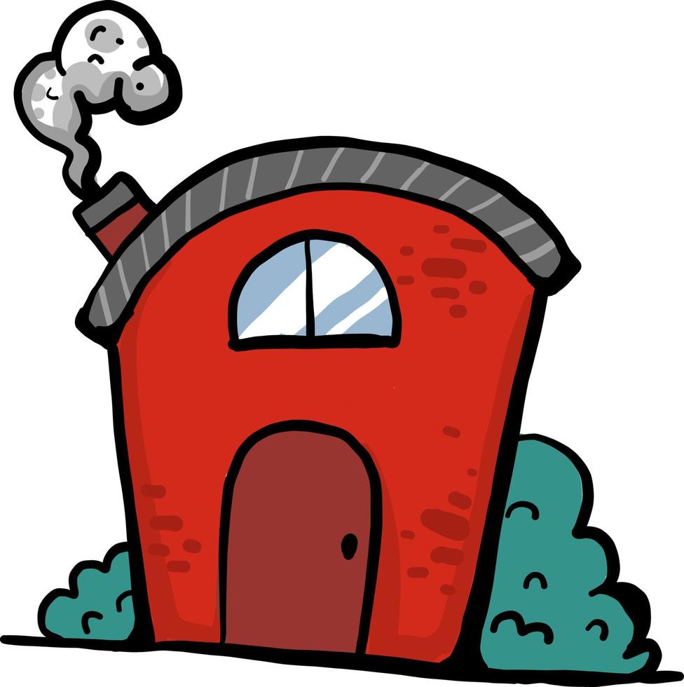 Petite maison rouge, illustration, vecteur sur fond blanc