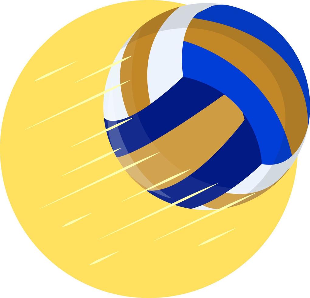 volley-ball bleu et jaune , illustration, vecteur sur fond blanc